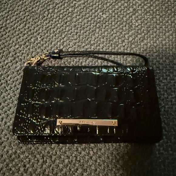 Brahmin Black Croc-Embossed Wristlet - Picture 1 of 4